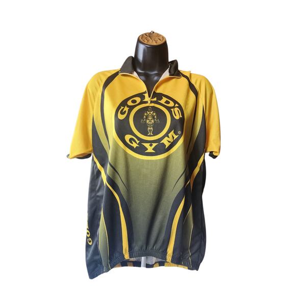 Golds Gym Cycling Jersey Mens Large Half Zip Short Sleeve Fitness Bodybuilding - Picture 2 of 16